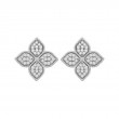 Roberto Coin Princess Flower Round Brilliant Cut Diamond Earrings In 18K White Gold.