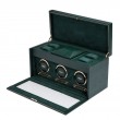 WOLF Green British Racing Triple Watch Winder with Storage