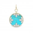 Roberto Coin 18K Yellow Gold Medallion Turquoise And Diamond Detachable Pendant