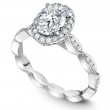 A Noam Carver 18K White Gold Semi Mounting With .29Ctw In Diamonds. G/H, Si. Crafted To Fit A 1 Ct Oval Diamond, Sold Separately.
