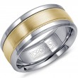 Cobalt, 9MM, Brushed 14K Yellow Center With 2 Milgrain Lines