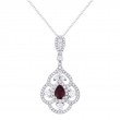 18K White Gold Ruby And Diamond Pendant