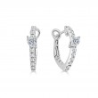 14K White Gold Small Slanted Marquise Center Diamond Bolt Hoop Earrings