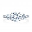 Platinum And Diamond Three Stone Semi-Mounting Engagement Ring