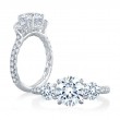 Platinum And Diamond Three Stone Semi-Mounting Engagement Ring