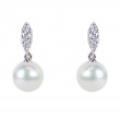 Mikimoto 7.5 Mm Akoya Cultured Pearl And Diamond Drop Earrings