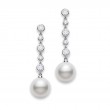 Mikimoto 18K White Gold Classic South Sea Pearl And Diamond Drop Earrings