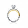 18K White And Yellow Gold Ring Semi Mounting Engagement Ring