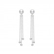 Mikimoto Akoya Cultured Pearl and Diamond Dangle Drop Earrings in 18K White Gold
