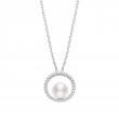 Mikimoto Akoya Cultured Pearl Pendant with Diamonds - 18K White Gold