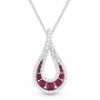 14K White Gold Ruby And Diamond Pendant