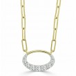 14K Yellow & White Gold Small Oval Clip Diamond Pendant