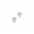 Mikimoto 18k White Gold 6-6.5mm A+ Pearl and .06ctw Diamond Stud Earrings