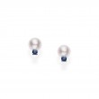 Mikimoto Akoya Cultured Pearl Earrings with Sapphire in 18K White Gold