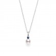 Mikimoto Akoya Cultured Single Pearl Pendant with Sapphire in 18K White Gold