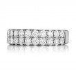 Henri Daussi White Gold Half Way 2 Row Diamond Pave Band