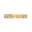Henri Daussi Yellow Gold Half Way Pave Diamond Band