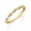 Henri Daussi Yellow Gold Half Way Pave Diamond Band