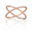 Henri Daussi Rose Gold Criss-Cross Diamond Ring