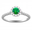 Ring with a Round Faceted Emerald Stone
