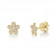 0.16Ct 14K Yellow Gold Diamond Flower Stud Earring