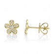 0.16Ct 14K Yellow Gold Diamond Flower Stud Earring