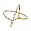 0.18Ct 14K Yellow Gold Diamond Ladys X Ring
