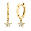 0.04Ct 14K Yellow Gold Diamond Star Huggie Earring