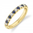 0.30Ct Diamond And 0.30Ct Blue Sapphire 14K Yellow Gold LadyS Band