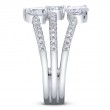 A 14K White Gold, 3 Row, Diamond Ring