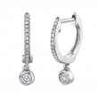 A Pair Of 14K White Gold Pave-Set Diamond, Huggie Hoop Earrings
