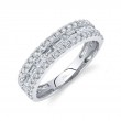 14K White Gold Baguette and Round Diamond Band