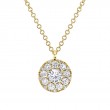 0.22Ct-Ctr(Round) 0.28Ct-Side 14K Yellow Gold Diamond Cluster Necklace