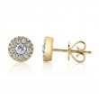 0.24Ct-Ctr(Round) 0.26Ct-Side 14K Yellow Gold Diamond Cluster Stud Earring