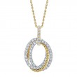 14K Yellow And White Gold Concentric Oval Pendant