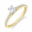 14K Yellow Gold 0.40Ct Emerald Engagement Ring