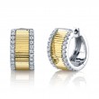 A Pair Of 14K Yellow And White Gold Huggie Hoop Earrings