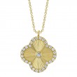 14K Yellow Gold Diamond Clover Necklace
