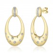 A Pair Of 14K Yellow Gold Oval Shaped Dangle Earrings
