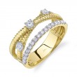 A 14K Yellow Gold And Diamond Cross Over Ring