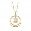 A 14K Yellow Gold Open Circle Pendant That Is Set In The Center