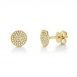 0.17Ct 14K Yellow Gold Diamond Pave Circle Stud Earring