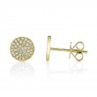 0.17Ct 14K Yellow Gold Diamond Pave Circle Stud Earring