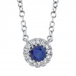 0.04Ct Diamond & 0.14Ct Blue Sapphire 14K White Gold Diamond Necklace
