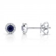 0.08Ct Diamond & 0.28Ct Blue Sapphire 14K White Gold Stud Earring