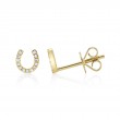 0.06Ct 14K Yellow Gold Diamond Horseshoe Stud Earring