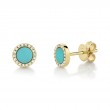 0.08Ct Diamond & 0.47Ct Composite Turquoise 14K Yellow Gold Stud Earring