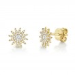 0.24Ct 14K Yellow Gold Diamond Starburst Stud Earring