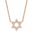 0.11Ct 14K Rose Gold Diamond Star Of David Necklace