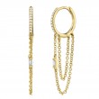 0.18Ct 14K Yellow Gold Diamond Baguette Huggie Chain Earring